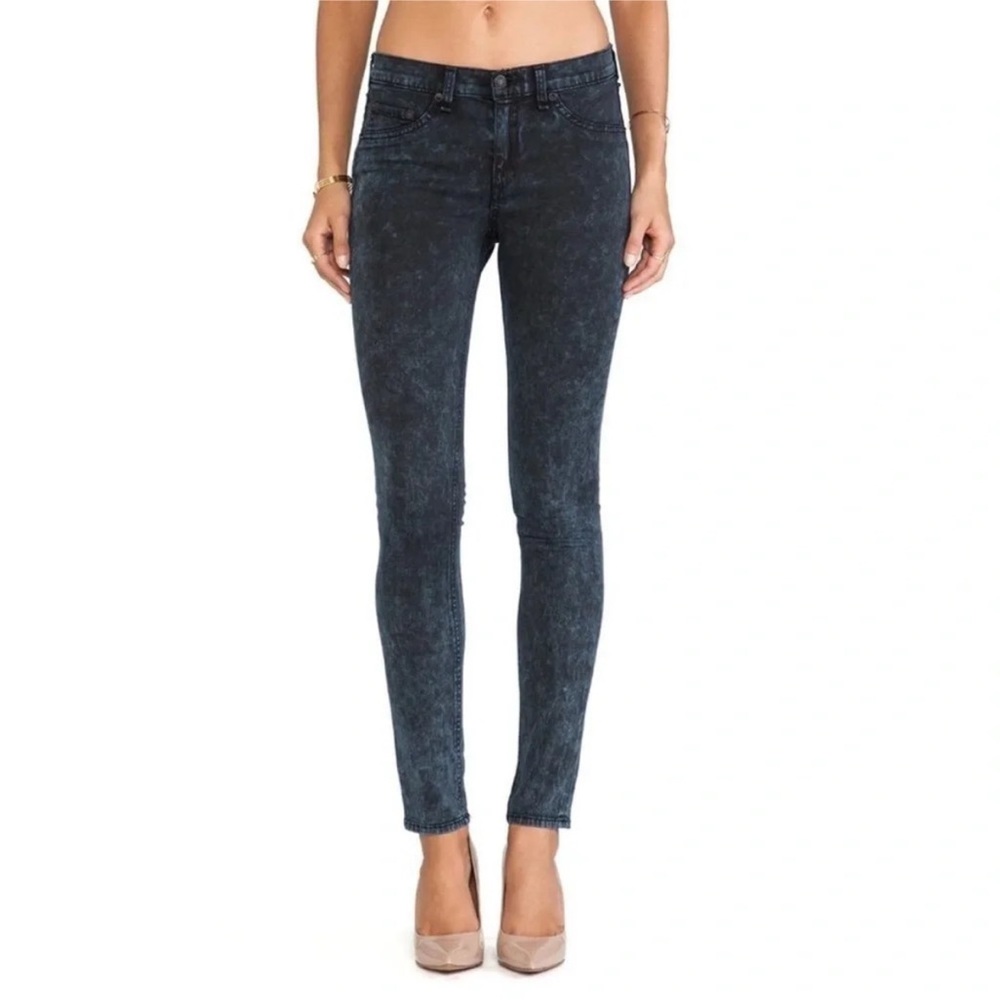 Rag & Bone Skinny Black & Grey Legging Jeans in Rosebowl Black, Size 27